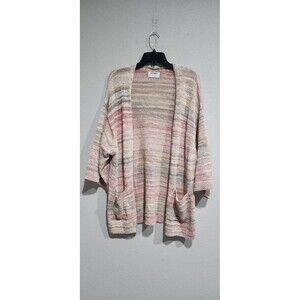 Old Navy Cardigan Knit Sweater Women's Multicolor Pockets Size M 3/4 Sleeves